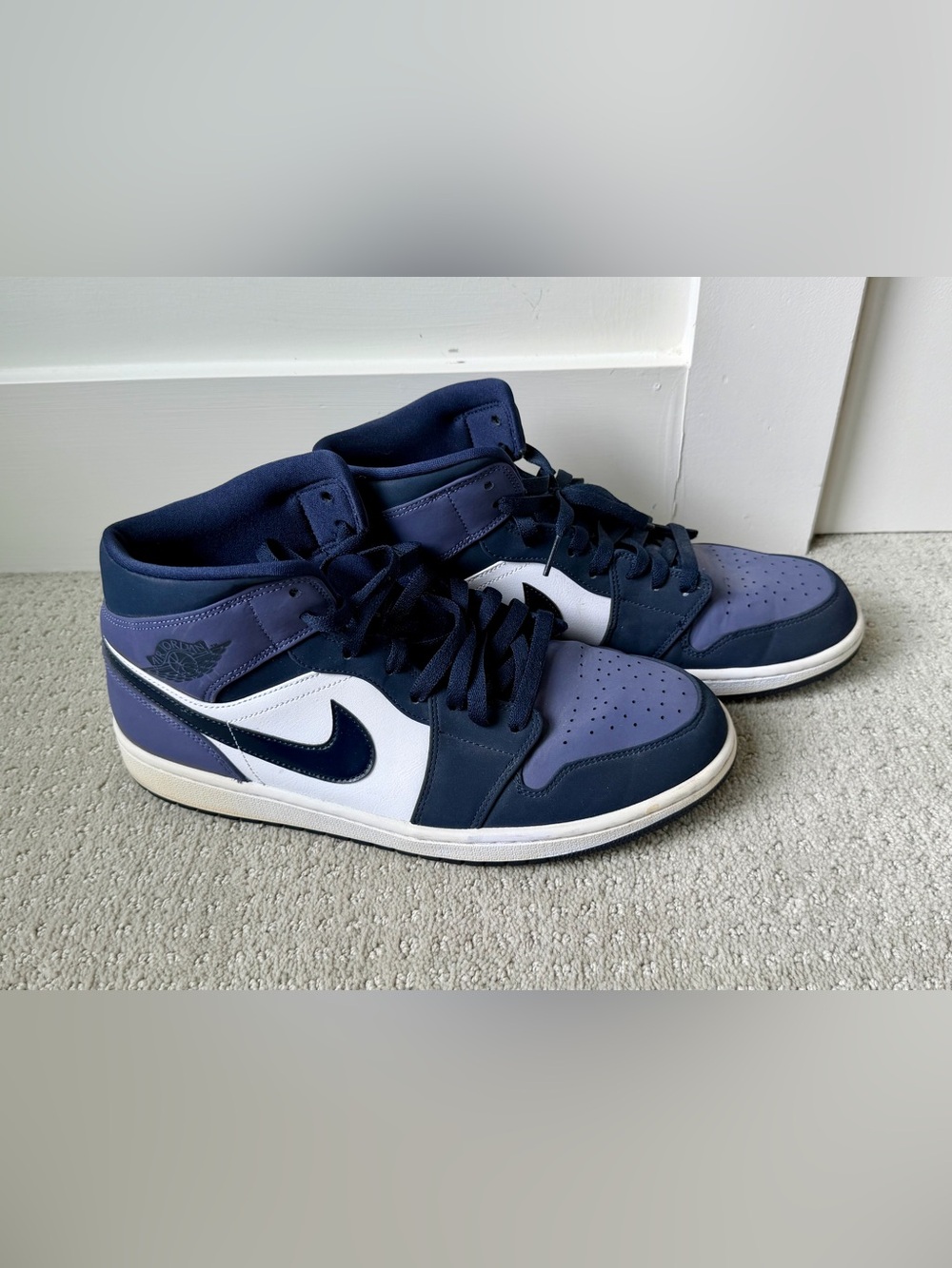 Jordan Men's Mid Sneakers Navy, White, Purple